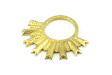 Brass Sun Pendant, 4 Raw Brass Textured Sunny Pendants, Earrings, Findings (28x33mm) BS 2428