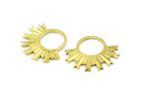 Brass Sun Pendant, 4 Raw Brass Textured Sunny Pendants, Earrings, Findings (28x33mm) BS 2428