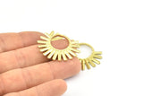 Brass Sun Pendant, 4 Raw Brass Textured Sunny Pendants, Earrings, Findings (26x34x1.5mm) BS 2433