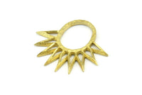 Brass Sun Pendant, 4 Raw Brass Textured Sunny Pendants, Earrings, Findings (30x33mm) BS 2435