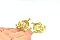 The Queen Ring, 1 Raw Brass Adjustable Queen Ring Pad Size 16mm With 4 Holes V112