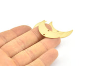 Moon Phase Pendant, 3 Gold Plated Brass Crescent Shaped Pendants with 2 Holes (30x11x0.80mm) D0081 Q0619