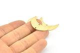 Moon Phase Pendant, 3 Gold Plated Brass Crescent Shaped Pendants with 2 Holes (30x11x0.80mm) D0081 Q0619