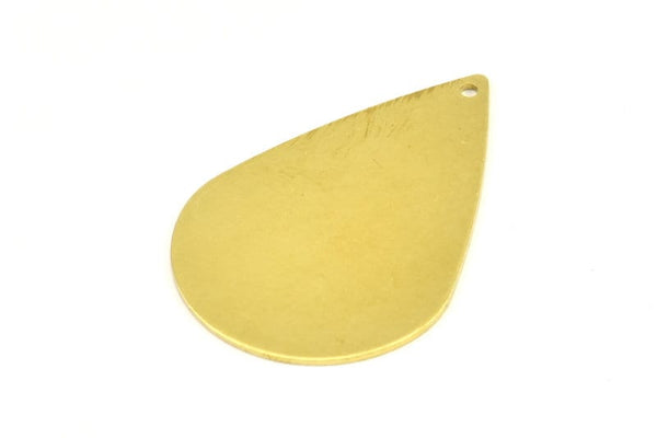 Brass Drop Charm, 6 Raw Brass Drop Blanks With 1 Hole (40x27x0.80mm) Y231