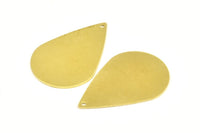 Brass Drop Charm, 6 Raw Brass Drop Blanks With 1 Hole (40x27x0.80mm) Y231
