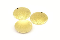 Brass Round Charm, 12 Raw Brass Textured Convex Round Charms With 1 Hole, Earrings, Findings (20x0.80mm) MN41
