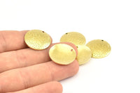 Brass Round Charm, 12 Raw Brass Textured Convex Round Charms With 1 Hole, Earrings, Findings (20x0.80mm) MN41