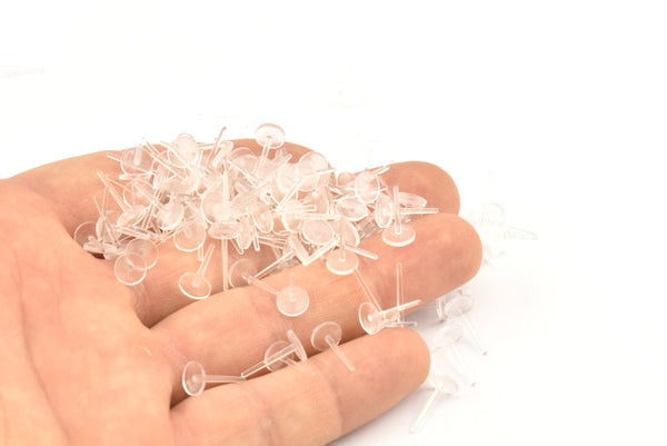 Akrilik Küpe Direği, 12 Japon Akrilik Küpe Çivisi Direği 6 mm Ped (X-87)