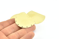 Wide Semi Circle, 8 Raw Brass Semi Circle Blanks With 10 Holes (40x32mm) B0291
