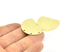 Wide Semi Circle, 12 Raw Brass Semi Circle Blanks With 8 Holes (32x25mm) B0292