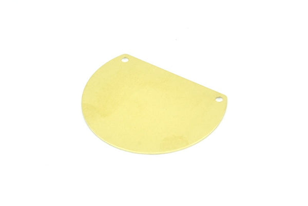 Wide Semi Circle, 12 Raw Brass Semi Circle Blanks With 2 Holes (32x25mm) B0290