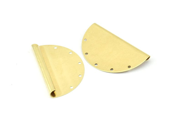 Raw Brass Pendant, 10 Raw Brass Semi Circle Pendants With 5 Holes (40x24mm) B0295