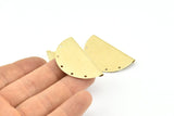 Raw Brass Pendant, 10 Raw Brass Semi Circle Pendants With 5 Holes (40x24mm) B0295