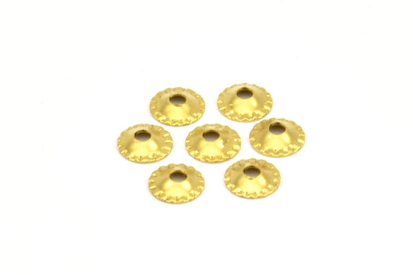 Tiny Bead Caps, 100 Raw Brass Middle Hole Spacer Beads, Bead Caps, Charms, Pendant, Findings (6.5mm) Brs 622 A0450