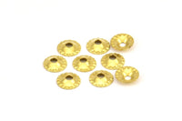 Tiny Bead Caps, 100 Raw Brass Middle Hole Spacer Beads, Bead Caps, Charms, Pendant, Findings (6.5mm) Brs 622 A0450