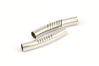 10 Pcs 30x5 Mm Hole Line Silver Tone Brass Wave Tube Spacer Bead ,charms,findings Sb-96 D0357