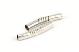 10 Pcs 30x5 Mm Hole Line Silver Tone Brass Wave Tube Spacer Bead ,charms,findings Sb-96 D0357