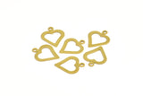 Open Heart Charms, 50 Raw Brass Heart Charms, Findings with 1 Loop (16x13mm) A0531