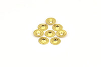 Tiny Spacer Bead, 100 Raw Brass Middle Hole Spacer Bead,bead Caps ,charms ,pendant ,findings (7mm) Brs 637 A0451