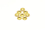 Tiny Spacer Bead, 100 Raw Brass Middle Hole Spacer Bead,bead Caps ,charms ,pendant ,findings (7mm) Brs 637 A0451