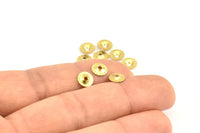 Tiny Spacer Bead, 100 Raw Brass Middle Hole Spacer Bead,bead Caps ,charms ,pendant ,findings (7mm) Brs 637 A0451