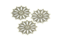 Silver Filigree Connector, 10 Antique Silver Plated Brass Filigree Connectors With 1 Hole, Charms, Findings (25mm) Brs 404 A0705