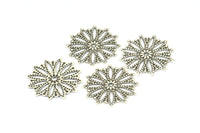 Silver Filigree Connector, 10 Antique Silver Plated Brass Filigree Connectors With 1 Hole, Charms, Findings (25mm) Brs 404 A0705