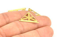 Triangle  Pendant, 20 Raw Brass Triangle Charms With 2 Holes (22x25mm) A0055