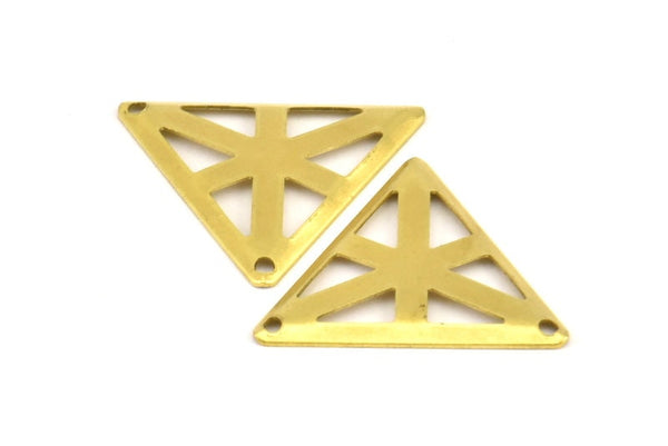 Triangle  Pendant, 20 Raw Brass Triangle Charms With 2 Holes (22x25mm) A0055