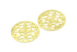 Brass Mandala Charm, 2 Raw Brass Textured Mandala Charms, Earrings, Pendants, Findings (37mm) V120