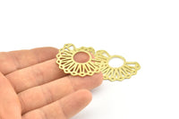 Semi Circle Pendant, 4 Raw Brass Textured Semi Circle Pendants (38x26x0.80mm) V127