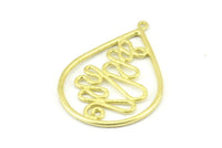 Brass Drop Earring, 2 Raw Brass Drop Earring Charms With 1 Loop, Pendants, Findings (42x30mm) V131