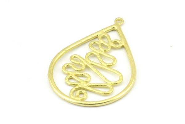 Brass Drop Earring, 2 Raw Brass Drop Earring Charms With 1 Loop, Pendants, Findings (42x30mm) V131