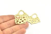 Brass Ethnic Pendant, 2 Raw Brass Textured Ethnic Motif Pendants, Earrings, Charms (35x1mm) V132