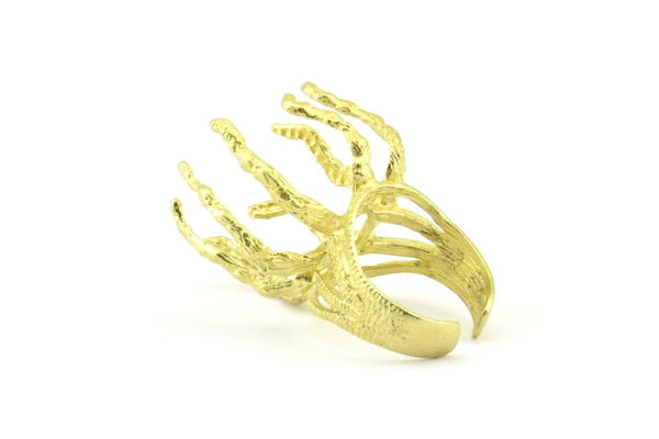 Claw Ring Settings - 1 Raw Brass 8 Claw Ring Blanks For Natural Stones V135