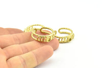 Brass Ring Settings, 3 Raw Brass Moon Phases Ring With 1 Stone Setting - Pad Size 4mm V134