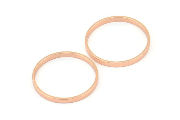 22mm Circle Connectors - 8 Rose Gold Plated Brass Circle Connectors (22x0.8x2mm) D0312 Q0679