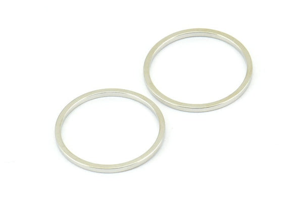 18mm Circle Connectors - 25 Silver Tone Circle Connectors (18x1x1mm) BS 1096 H0573