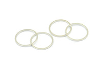 18mm Circle Connectors - 25 Silver Tone Circle Connectors (18x1x1mm) BS 1096 H0573