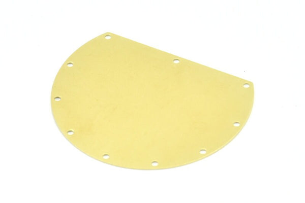 Wide Semi Circle, 6 Raw Brass Semi Circle Blanks With 10 Holes (52x41x0.40mm) B0308