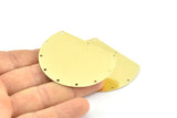 Wide Semi Circle, 6 Raw Brass Semi Circle Blanks With 10 Holes (52x41x0.40mm) B0308