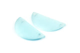 Cat's Eye Half Moon, 2 Light Blue Semi Circle Blanks With 2 Holes (30x15x2mm) X064