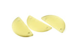 Cat's Eye Half Moon, 2 Yellow Semi Circle Blanks With 2 Holes (30x15x2mm) X062