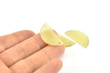 Cat's Eye Half Moon, 2 Yellow Semi Circle Blanks With 2 Holes (30x15x2mm) X062