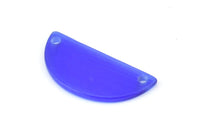 Cat&#39;s Eye Half Moon, 2 Navy Blue Semi Circle Blanks With 2 Holes (30x15x2mm) X061