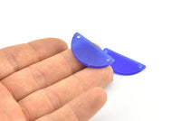 Cat&#39;s Eye Half Moon, 2 Navy Blue Semi Circle Blanks With 2 Holes (30x15x2mm) X061