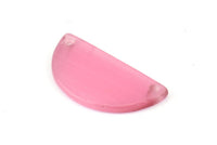 Cat&#39;s Eye Half Moon, 2 Pink Semi Circle Blanks With 2 Holes (30x15x2mm) X060