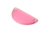 Cat&#39;s Eye Half Moon, 2 Pink Semi Circle Blanks With 2 Holes (30x15x2mm) X060