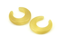 Cat&#39;s Eye Horn, 2 Yellow Crescent Pendant, Earrings, Findings (26x27.5x5.5mm) X034