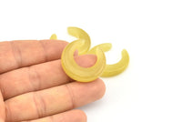 Cat&#39;s Eye Horn, 2 Yellow Crescent Pendant, Earrings, Findings (26x27.5x5.5mm) X034